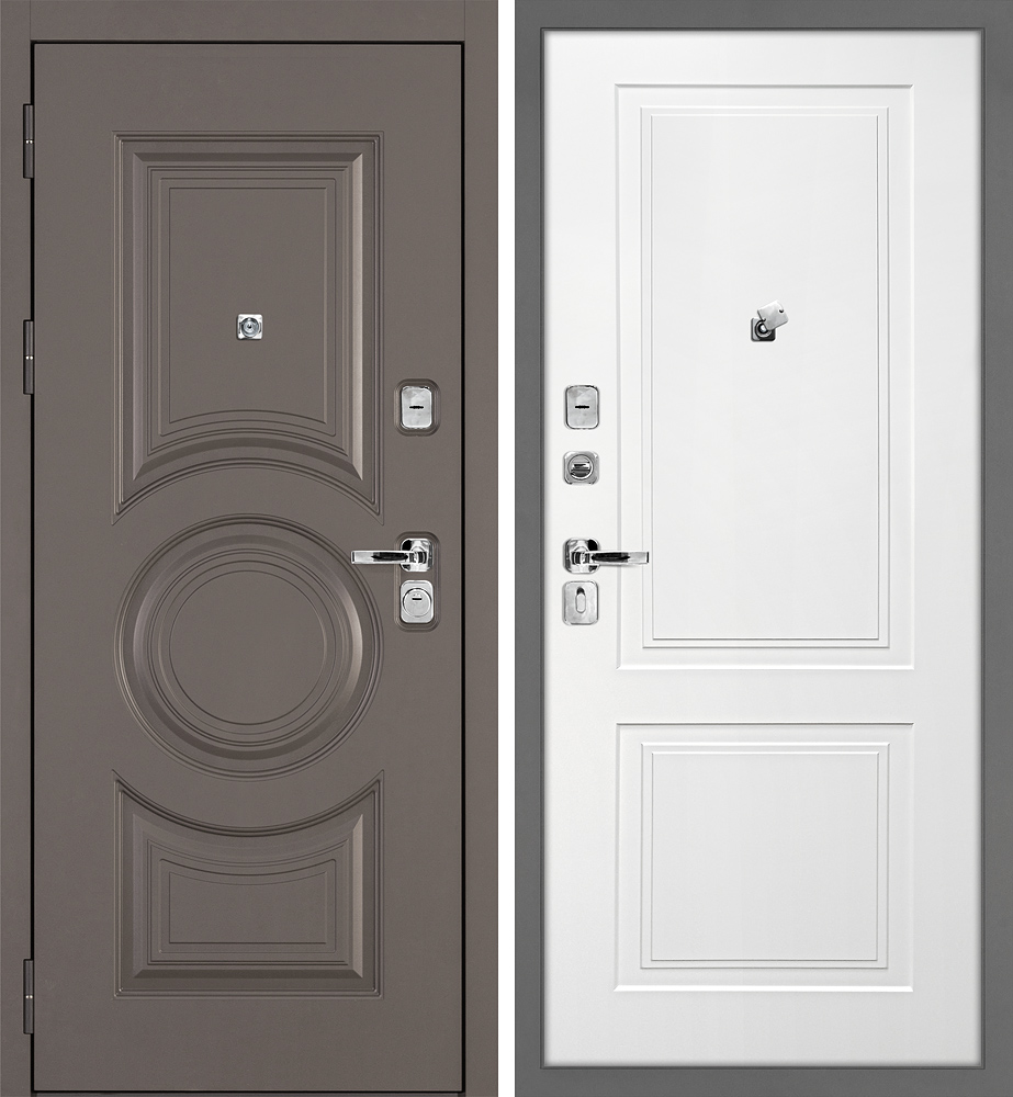 Дверь Плаза-177/Смальта-Лайн 04 Коричнево-серый / Белый ral 9003