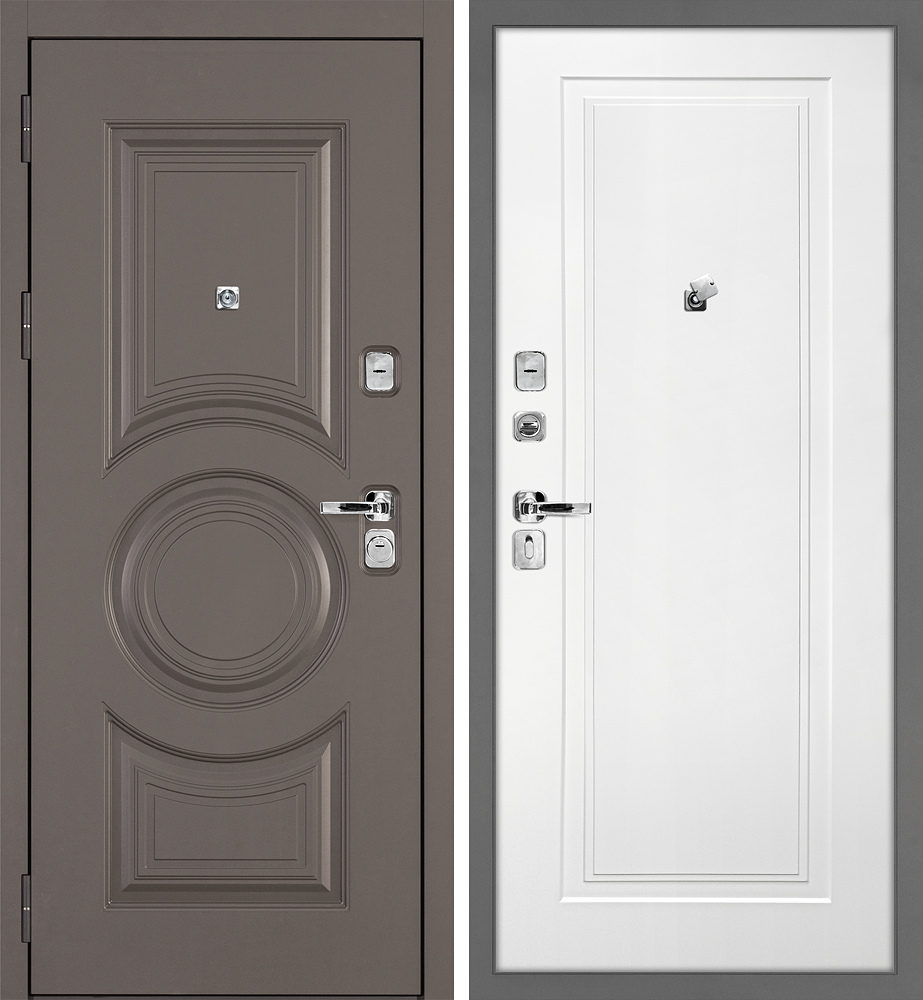 Дверь Плаза-177/Смальта-Лайн 06 Коричнево-серый / Белый ral 9003