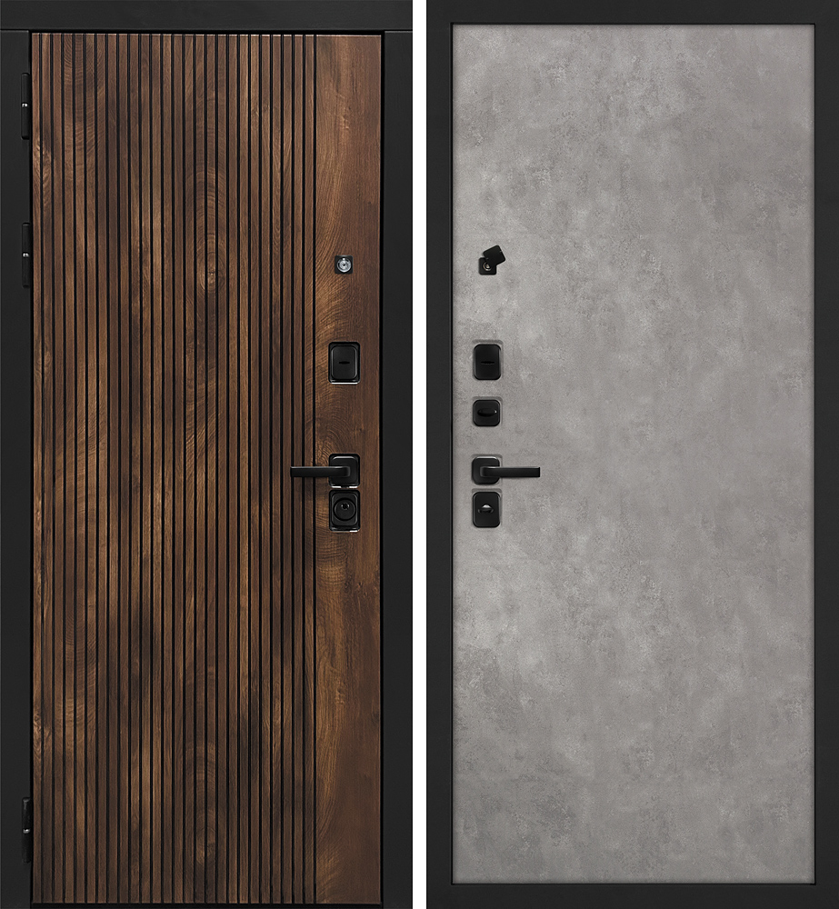 Дверь Лофт-1/PP бетон Дуб коньяк с патиной / Бетон