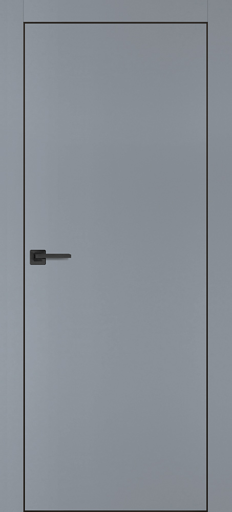 Двери ЭКОШПОН, ПВХ PROFILO PORTE PX-1 черная кромка с 4-х ст. глухое Серый матовый