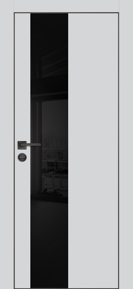 Двери ЭКОШПОН, ПВХ PROFILO PORTE PX-6 черная кромка с 4-х ст. со стеклом Агат матовый
