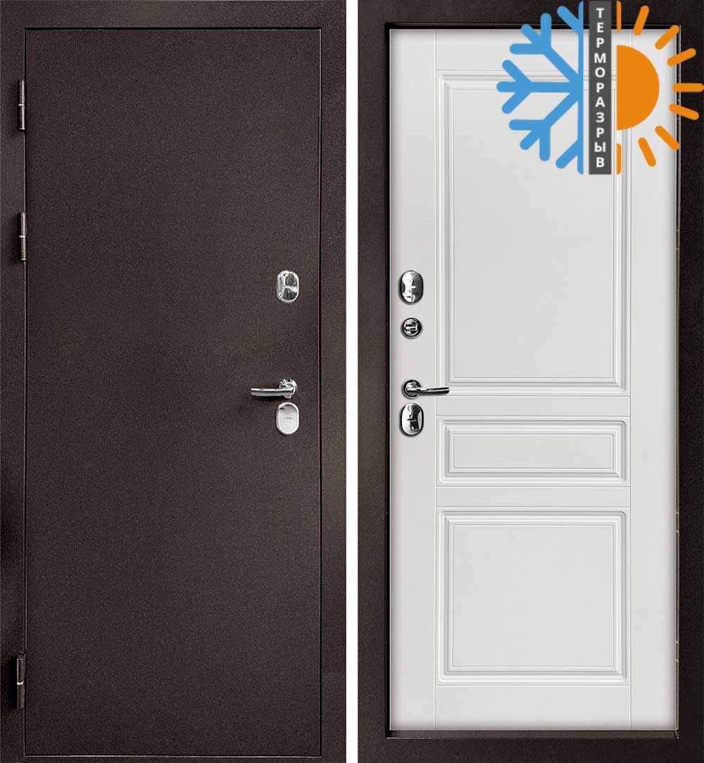 Дверь с терморазрывом Термо-1/ ФЛ-49 Белоснежная шагрень