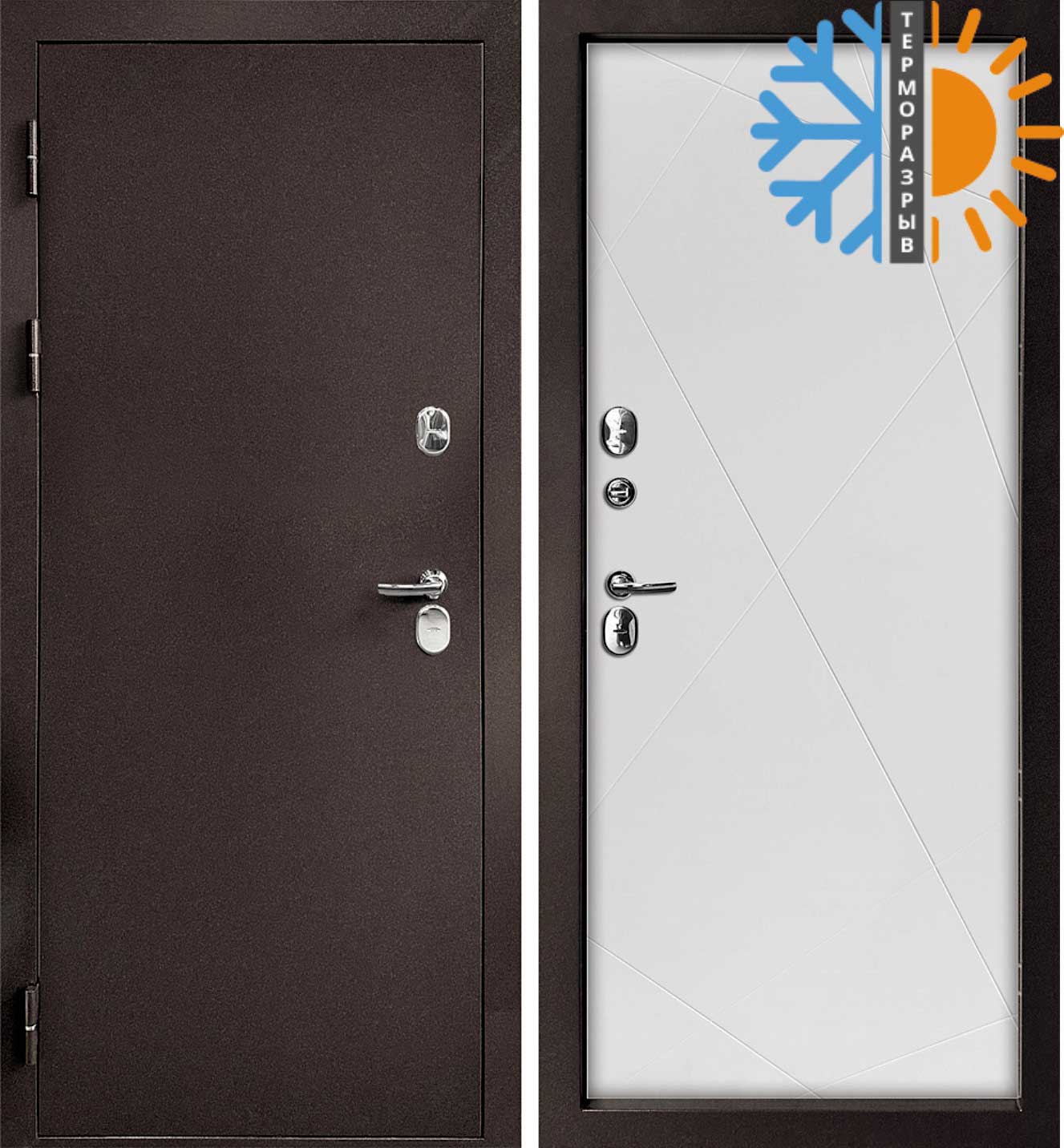 Дверь с терморазрывом Термо-1/ 8ТФЛ-103 Белоснежная шагрень